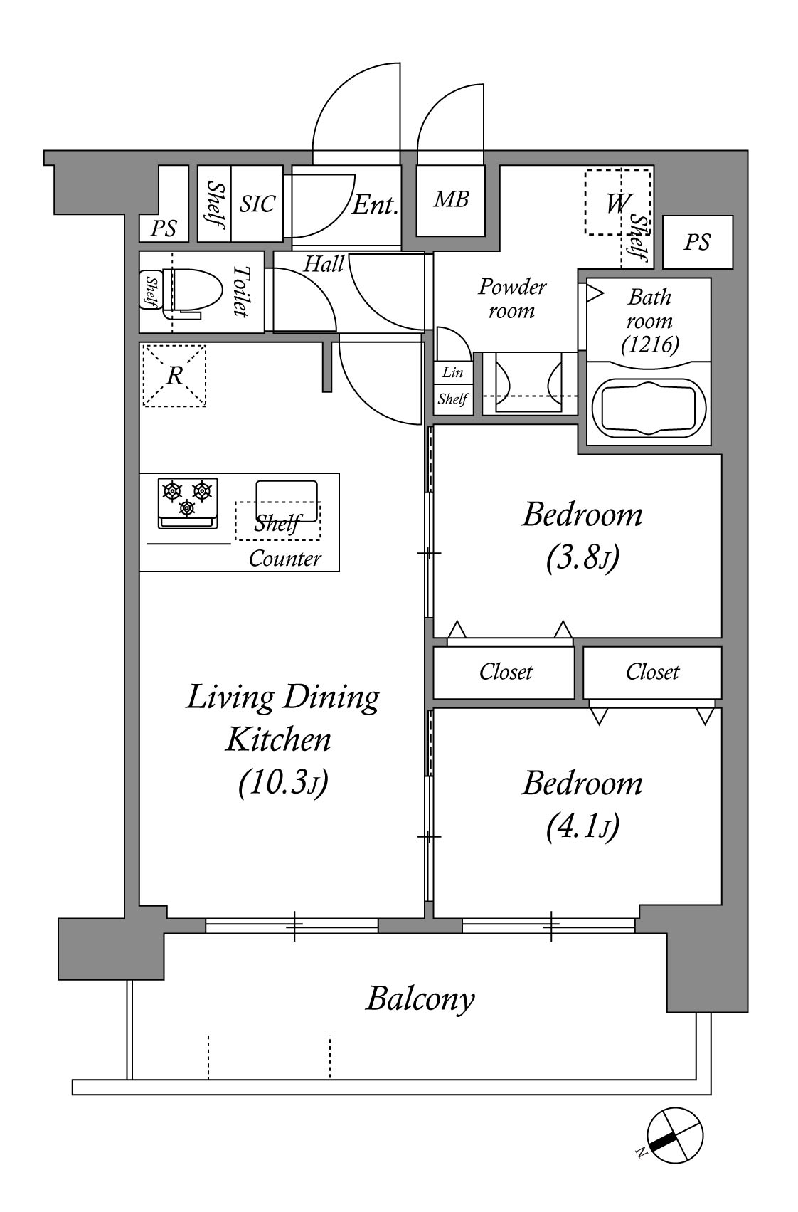 I（1104,1204号室）タイプ